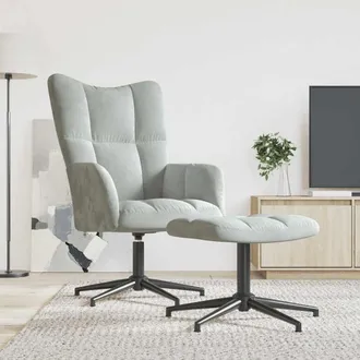 vidaXL Vidaxl - Sill&oacute;n De Relax Con Taburete De Terciopelo Gris Claro