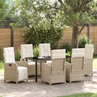 vidaXL Conjunto De Comedor De Jard&iacute;n 7 Pcs Beige Rat&aacute;n Sint&eacute;tico Vidaxl