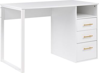 Beliani Escritorio Minimalista Para Oficina En Casa Con Cajones De Aglomerado 120 X 60 Cm Blanco Zerlay