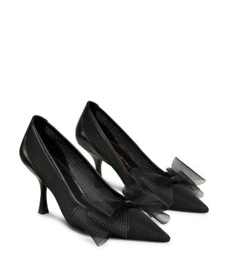 Stuart Weitzman Blushing Bow 75 Pump Womens Ivory Stiletto Heel HTAT1256