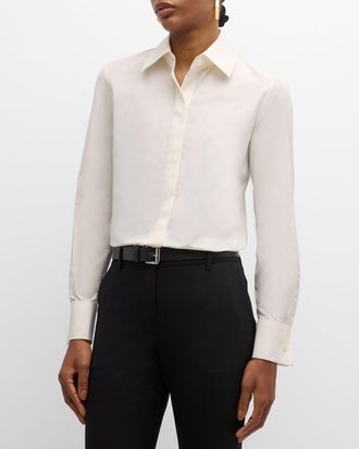 Lafayette 148 New York Button-Down Recycled Taffeta Blouse