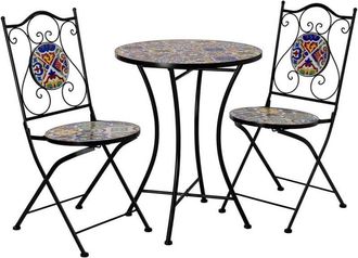 Wanderlust Deco Conjunto De Mesa Y 2 Sillas De Metal Multicolor 60x60x75h Cm, 38x46x90h Cm