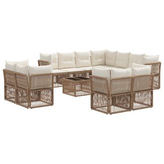vidaXL Conjunto De Sof&aacute;s De Jard&iacute;n 12 Pcs Beige Rat&aacute;n Sint&eacute;tico Vidaxl