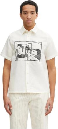by Parra The Dunes Short Sleeve Shirt - Heren - Korte mouwen Overhemden - Beige - L - Katoen - Overhemden