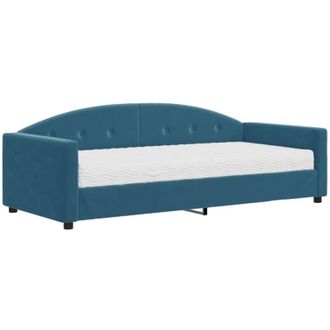 vidaXL Sof&aacute; Cama Con Colch&oacute;n Terciopelo Azul 90x200 Cm Vidaxl