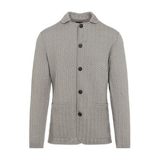 Giorgio Armani Blazers, male, Beige, Size: 2XL ASV viscose-blend chevron ottoman single-breasted jacket
