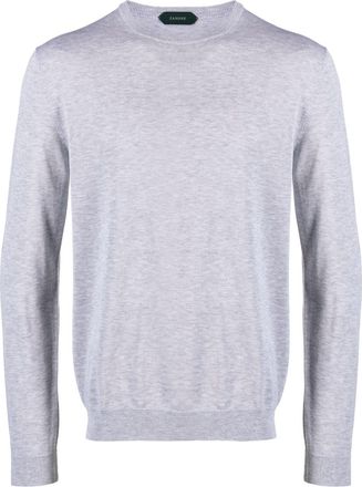 Zanone crew-neck knitted jumper - men - Cotton - 56 - Grey