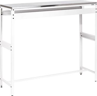Beliani Outdoor Bar Table White Stainless Steel Unit with Top Garden Kitchen Dining MAENZA