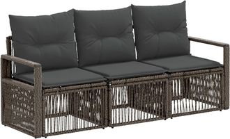 vidaXL Conjunto De Sof&aacute;s De Jard&iacute;n 3 Uds. Gris Rat&aacute;n Sint&eacute;tico Vidaxl