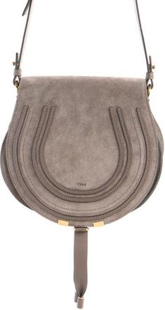 Chlo&eacute; Marcie Suede Crossbody Bag in Nickel Grey at Nordstrom