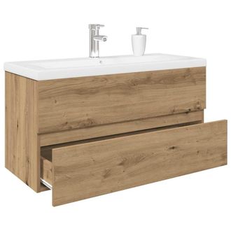 Berkfield Home Sink Cabinet with Built-in Basin & Faucet Artisan Oak in Brown