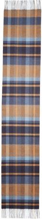 Johnstons of Elgin Deco Block Check Cashmere Fringe Scarf in Vcn Nvy Ru7637 at Nordstrom