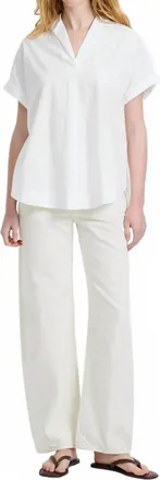 French Connection Poplin Collared Top In White