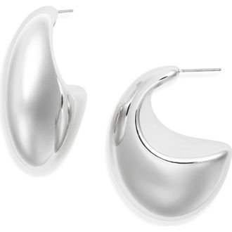 Open Edit Polished Crescent Hoop Earrings in Silver at Nordstrom