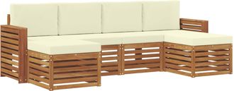 vidaXL Conjunto De Sof&aacute;s De Exterior 6 Uds. Natural Y Crema Vidaxl
