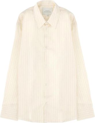 STUDIO NICHOLSON View Gestreepte Button-Down Shirt - Heren - Casual Overhemden - Beige - XL - Overhemden