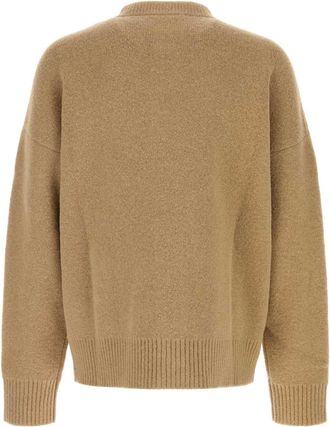 Ami Heart-Embroidered Wool-Blend Cardigan - Beige