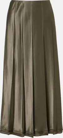 Vince Pleated satin midi skirt