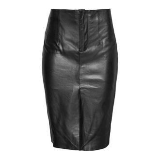 Bugatti Rokken, Dames, Zwart, M, Leer, Midi Leren Rok