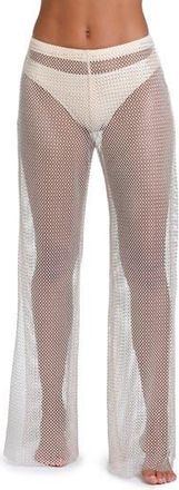 L'agence Noemi Wide Leg Mesh Cover-Up Pants in Champagne at Nordstrom Rack, Size Large