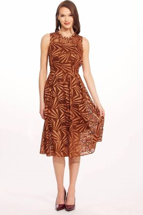 Eva Franco Citi Midi Dress In Copper Lace