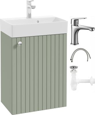 OEM Mobiletto Da Bagno Sospeso Con Lavabo In Eucalipto, Rubinetto E Maniglia Cromati, 50x70 Cm Kiara