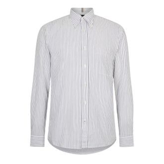 HUGO BOSS Heren S-Roan Oxford-overhemd met lange mouwen en knoopsluiting (Wit)