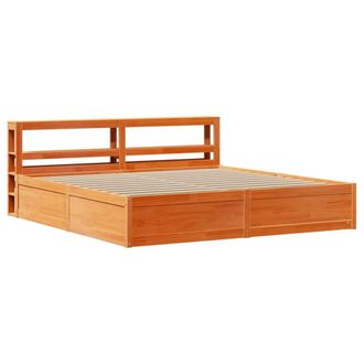 Berkfield Home Bed Frame with Headboard Wax Brown 180x200 cm Super King Solid Wo