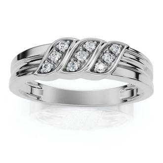 Pompeii3 Mens Diamond Wedding Ring 10K White Gold High Polished Band Size Selectable