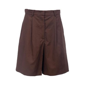 Max Mara Bermuda van katoen en linnen - Dames - Korte Broeken - Bruin - M - Katoen - Korte Broeken