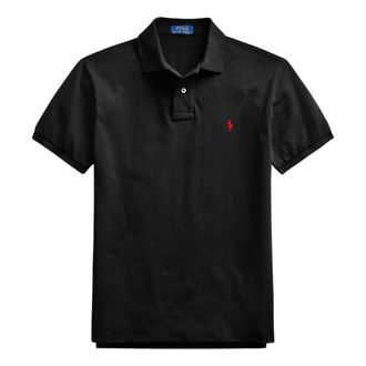 Ralph Lauren Polo Shirts, male, Black, Size: XL Slim Fit Mesh Polo