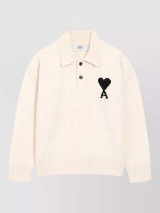 Ami virgin wool long-sleeve polo shirt