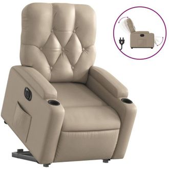 vidaXL Vidaxl - Sill&oacute;n Elevable El&eacute;ctrico Cuero Artificial Capuchino