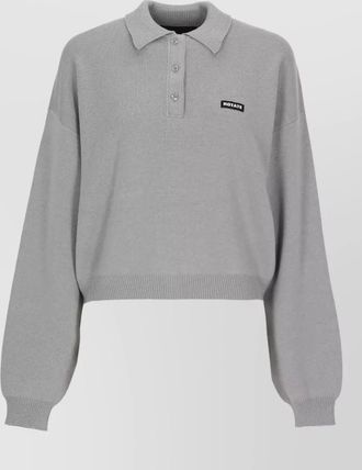 Rotate ribbed long-sleeve polo top