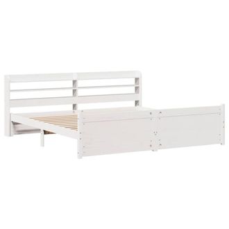 Berkfield Home Beautiful Bed Frame with Headboard without Mattress White 180x200 | Size: Super King