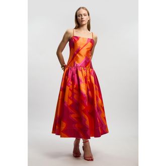 Karen Millen Abstract Strappy Maxi Dress in Orange at Nordstrom, Size 12