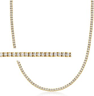 Ross-Simons Diamond Tennis Necklace in 18kt Gold Over Sterling