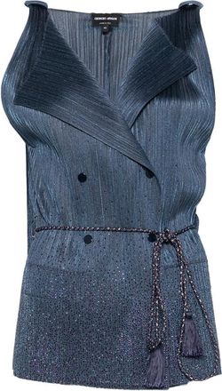 Giorgio Armani Pliss&eacute;-effect Double-breasted Vest
