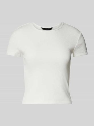 Vero Moda T-Shirt in Ripp-Optik Modell CHLOE in Weiss, Gr&ouml;&szlig;e S