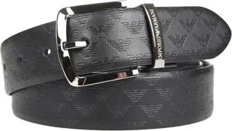 Emporio Armani Black Signature Logo Buckle Belt