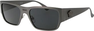 Versace Stijlvolle Zonnebril 0Ve 2262 - Heren - Zonnebrillen - Grijs - 56 MM - Accessoires