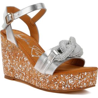 London Rag Emelda Platform Wedge Sandal in Silver at Nordstrom Rack, Size 10