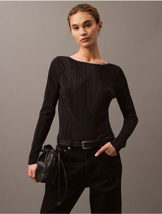 Calvin Klein Jeans Calvin Klein Womens Plisse Low Back Slim T-Shirt - Black - XS