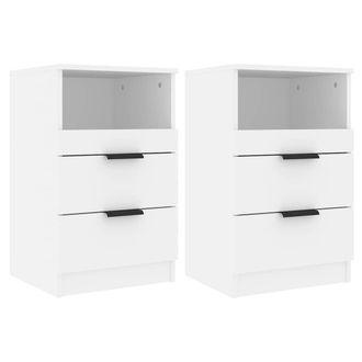vidaXL Mesitas De Noche 2 Uds Madera Contrachapada Color Blanco Vidaxl