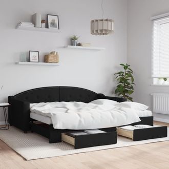 vidaXL Vidaxl - Sof&aacute; Cama Nido Con Cajones Tela Negro 90x190 Cm