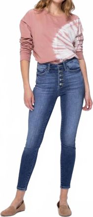Judy Blue Womens Bailey Highrise Button Fly Skinny Jeans In Blue