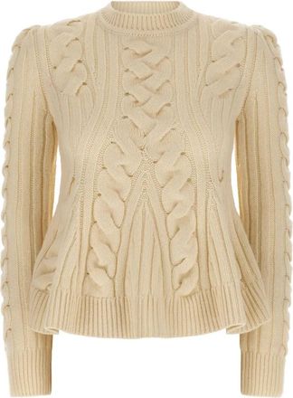 Alexander McQueen Ivory Cable Knit Sweater