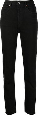 Re/Done high-rise straight-leg jeans - women - Polyester/Cotton/Elastane - 28 - Black