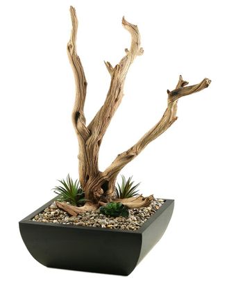 D&W Silks Ghostwood Branches In Square Metal Planter