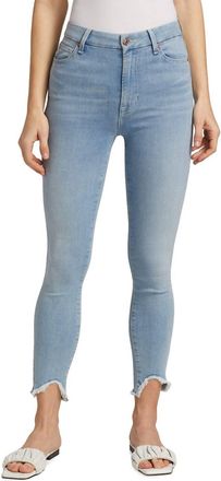 7 For All Mankind Ankle Skinny Frayed Wave Hem Jeans In Maple